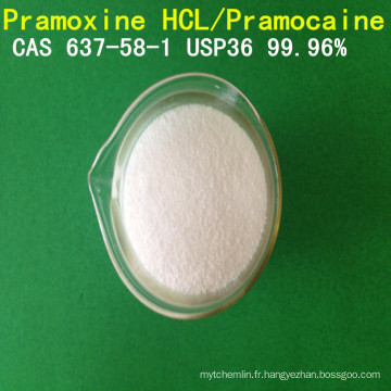 Pramocaïne de grande pureté d&#39;USP / anhydre local de chlorhydrate de pramoxine / pramoxine CAS 637-58-1local